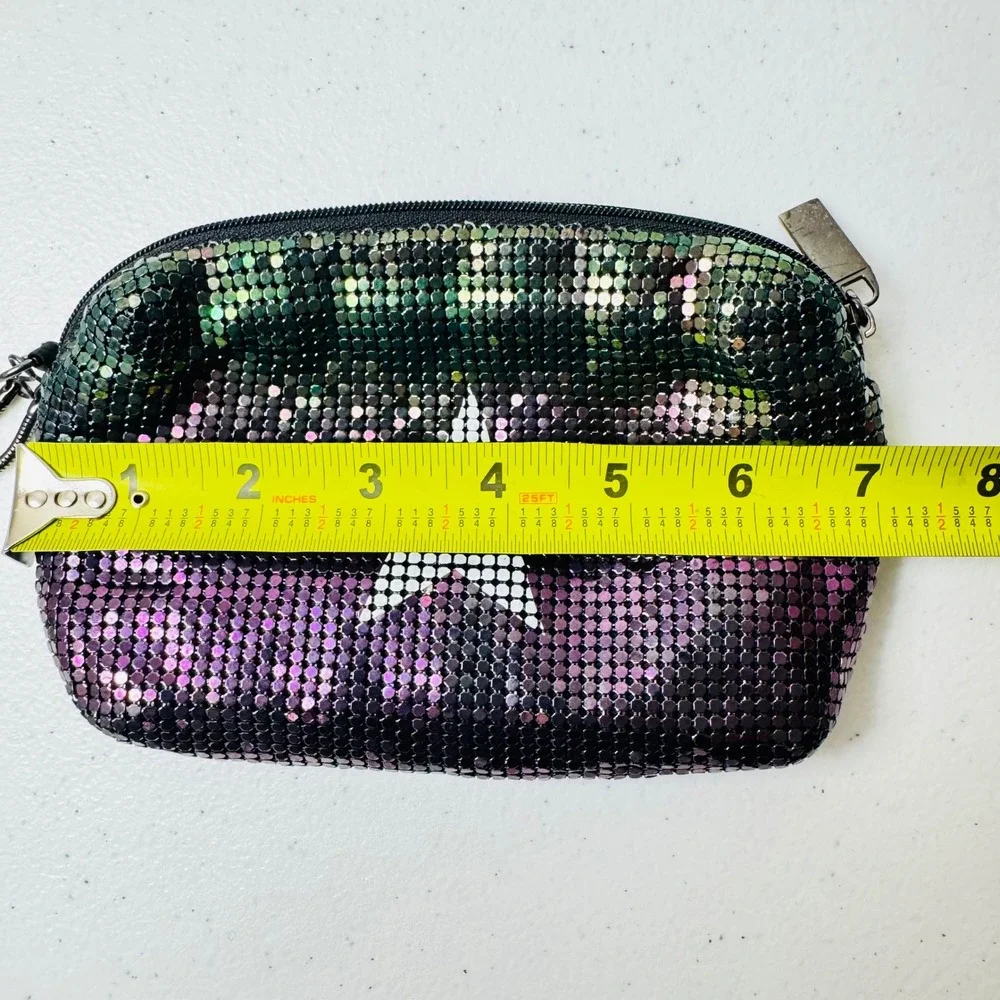 Big Buddha Iridescent Purple Green Mesh Chainmail Star Wristlet Clutch Bag